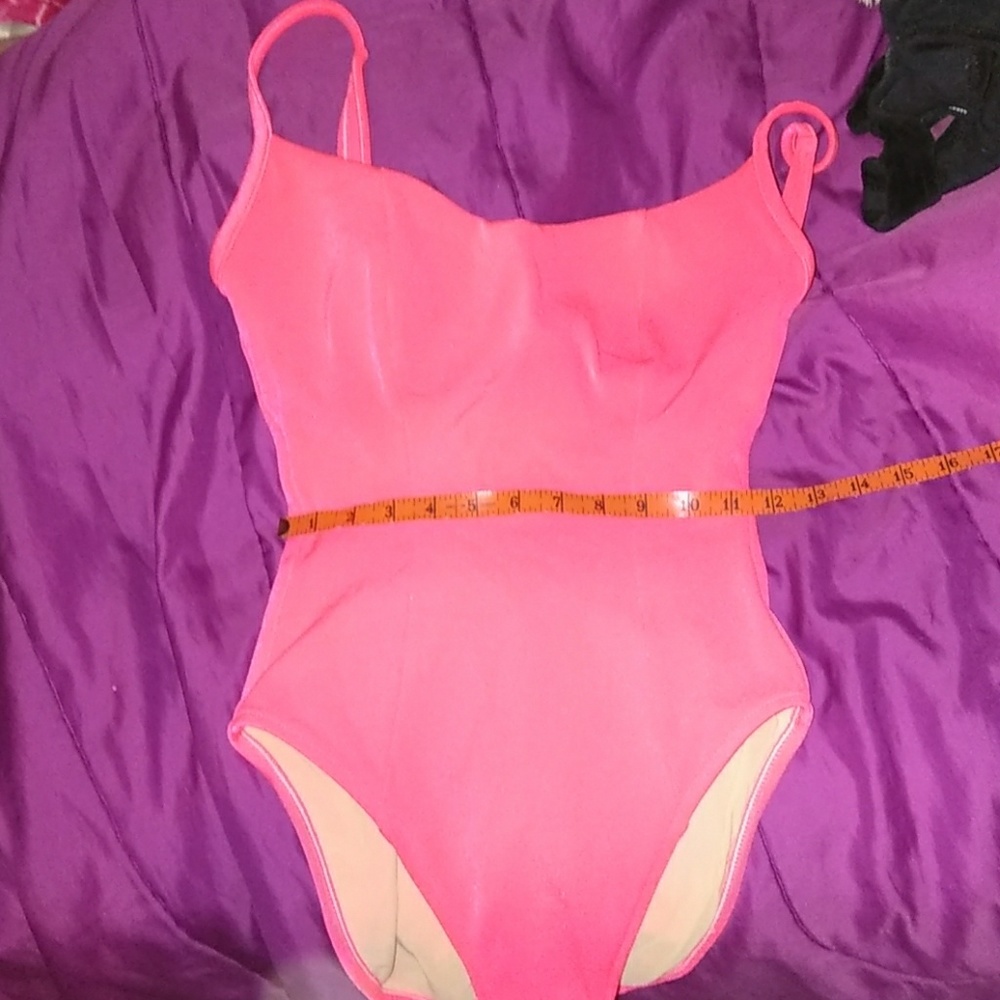 Neon pink vintage high cut swimsuit